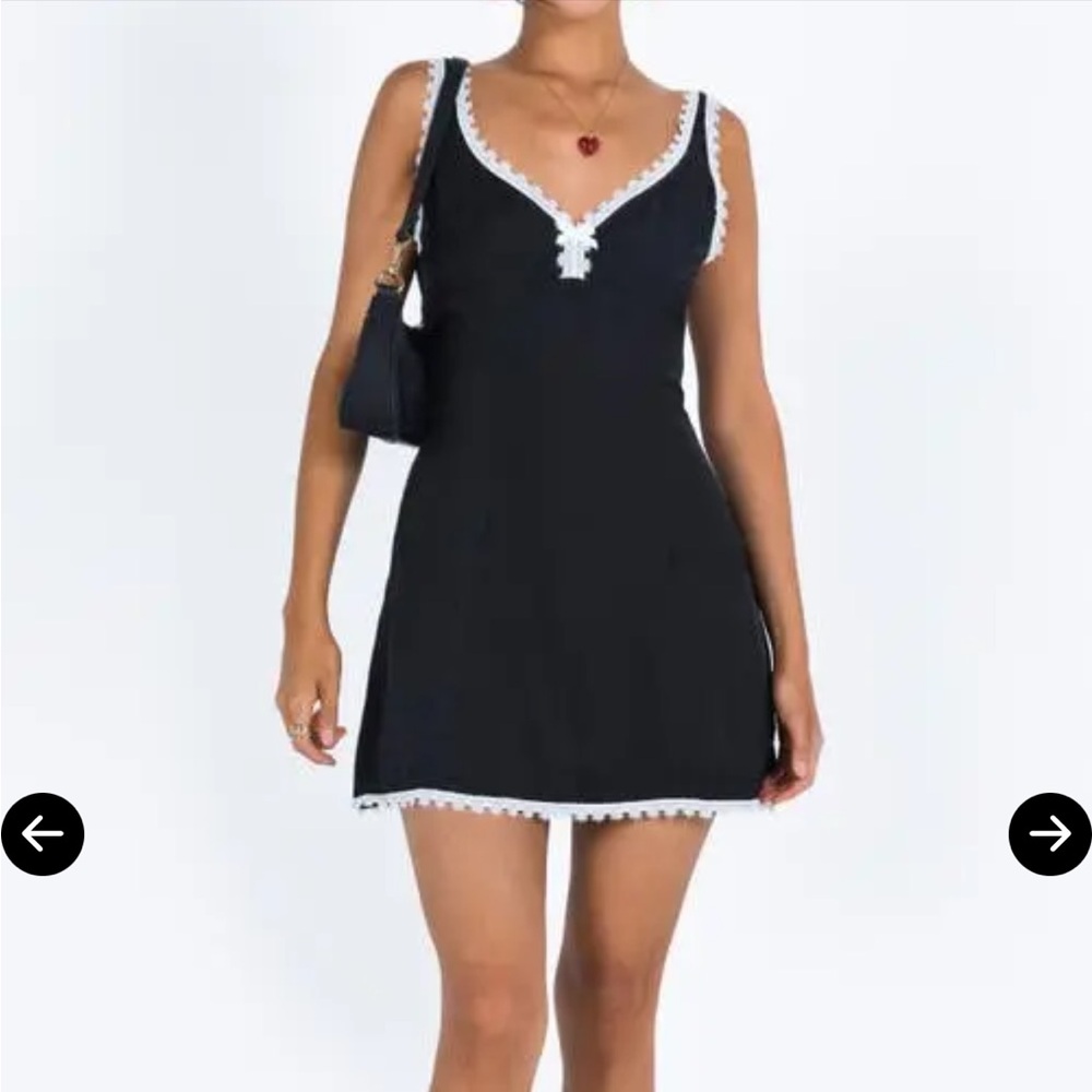 Princess Polly Fyfe Scalloped Lace Trim Mini Dress Size 6